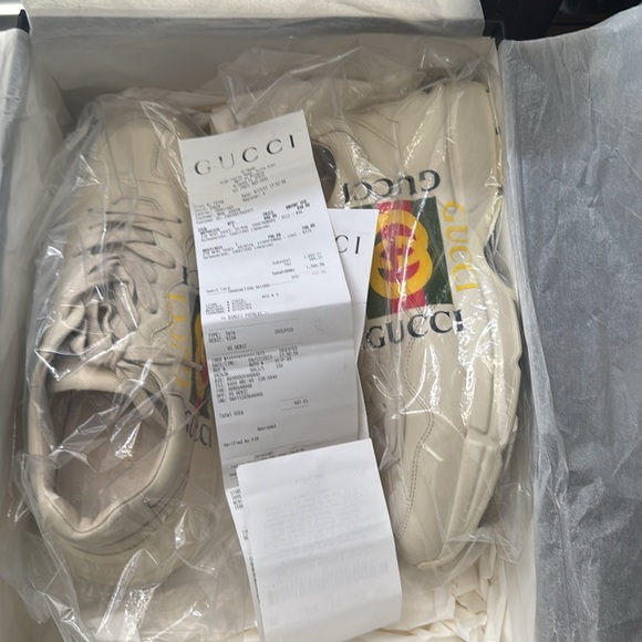 NWT Men GUCCI Classic Rhython Leather Apollo Ivoire Sneakers EUR 8, US 9 - Picture 7 of 8